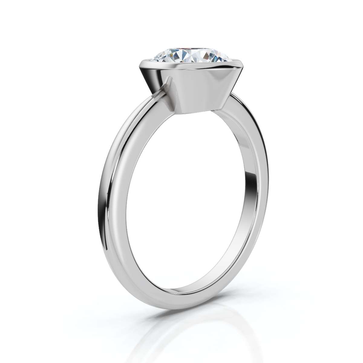 14K White Gold Amit Bezel Solitaire Engagement Ring