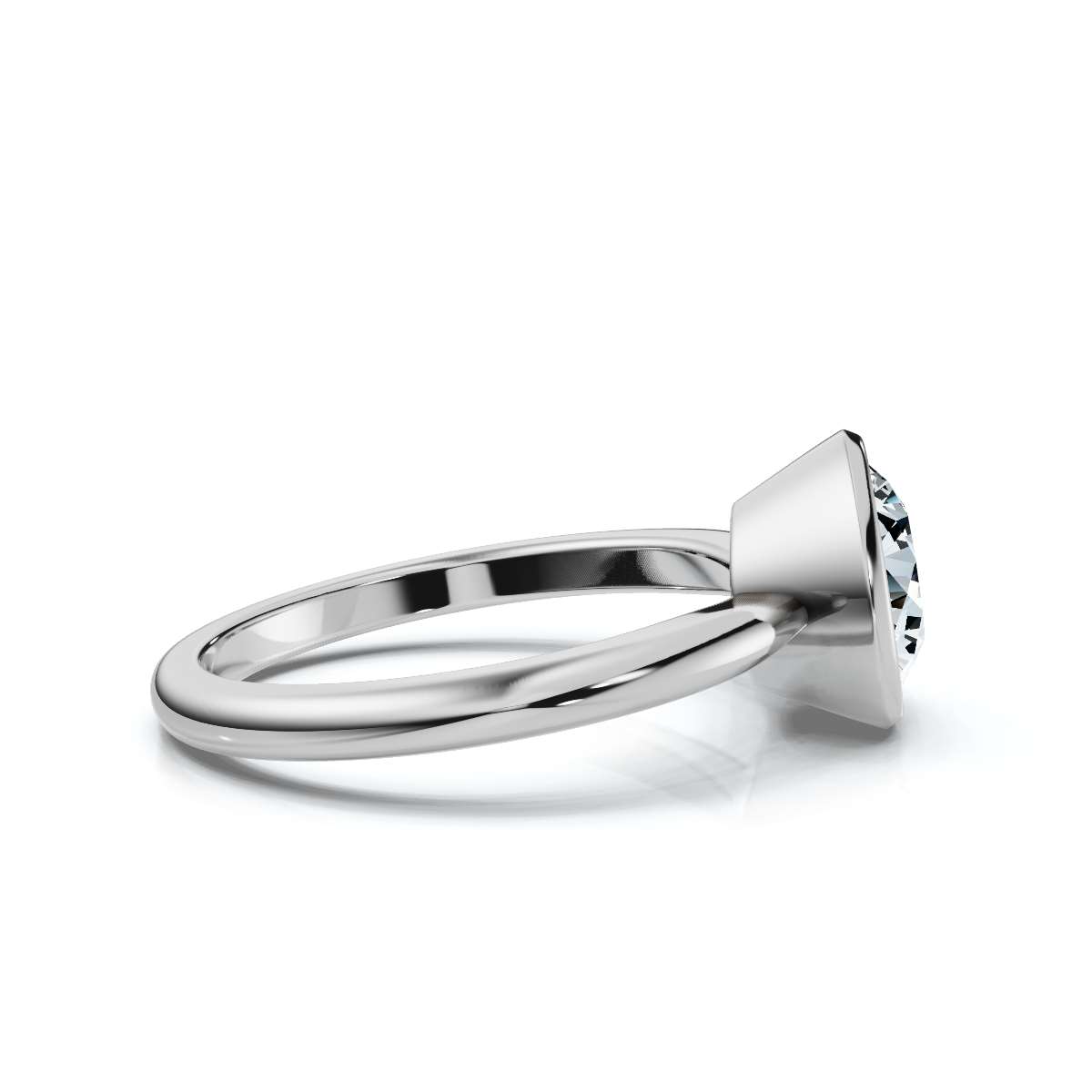 14K White Gold Amit Bezel Solitaire Engagement Ring