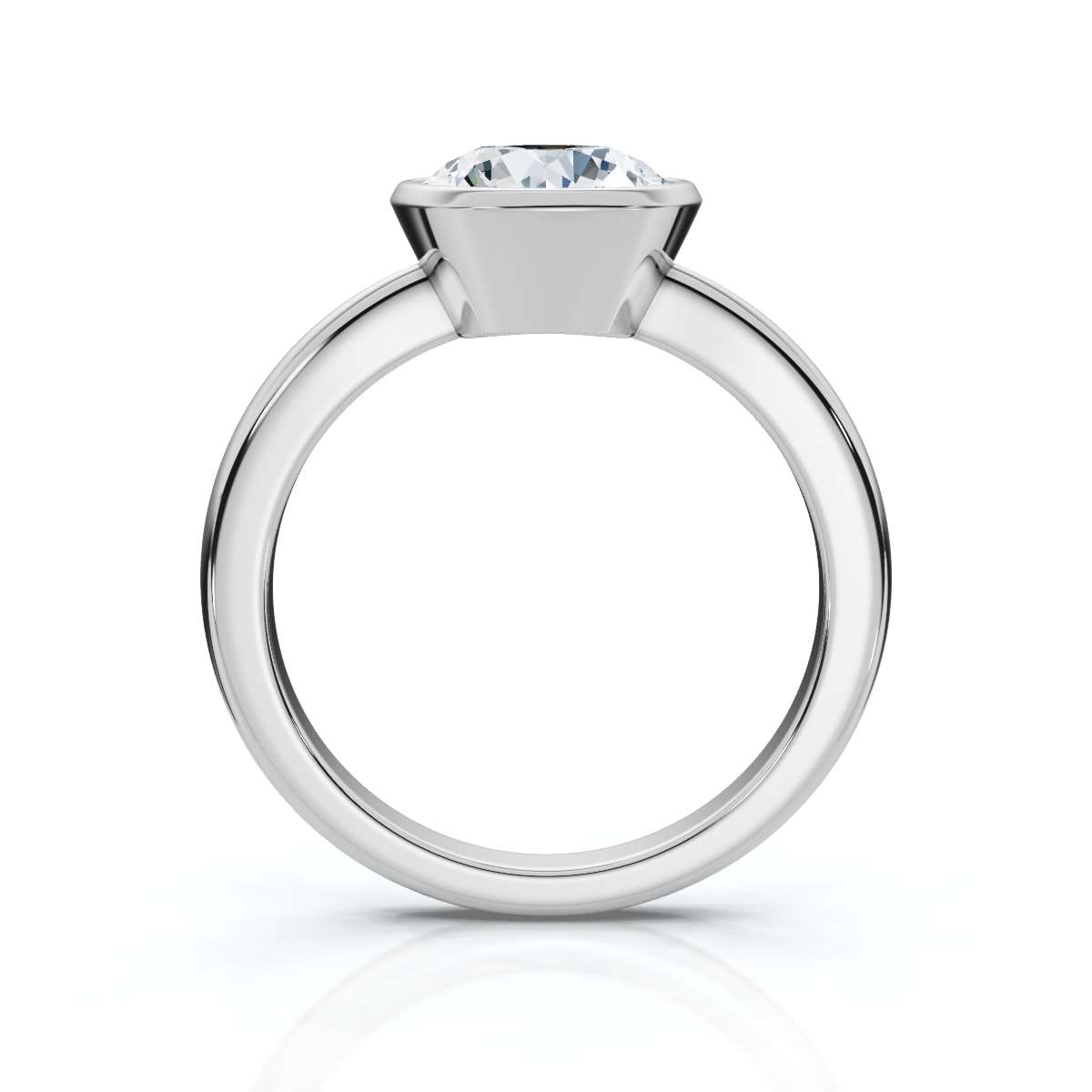 14K White Gold Amit Bezel Solitaire Engagement Ring