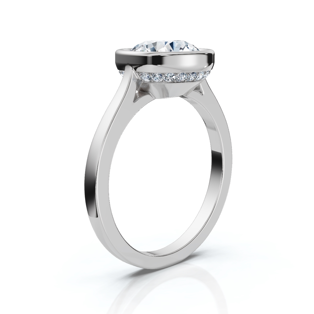 14K White Gold Colleen Bezel Setting Hidden Accents Lab Grown Diamond Ring (1/10 ct. tw)