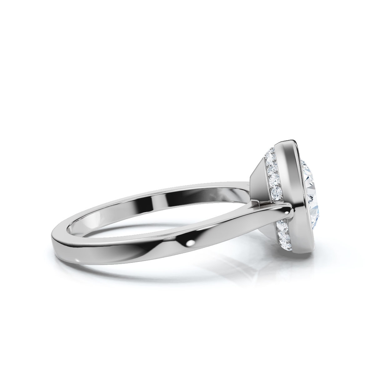 14K White Gold Colleen Bezel Setting Hidden Accents Lab Grown Diamond Ring (1/10 ct. tw)
