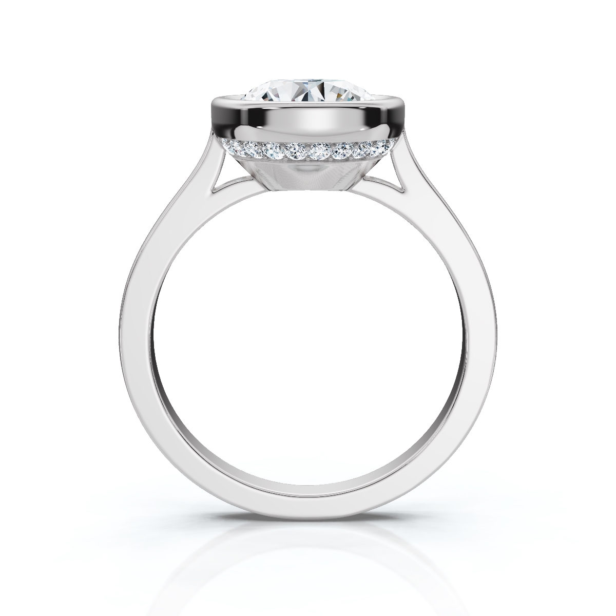 14K White Gold Colleen Bezel Setting Hidden Accents Lab Grown Diamond Ring (1/10 ct. tw)
