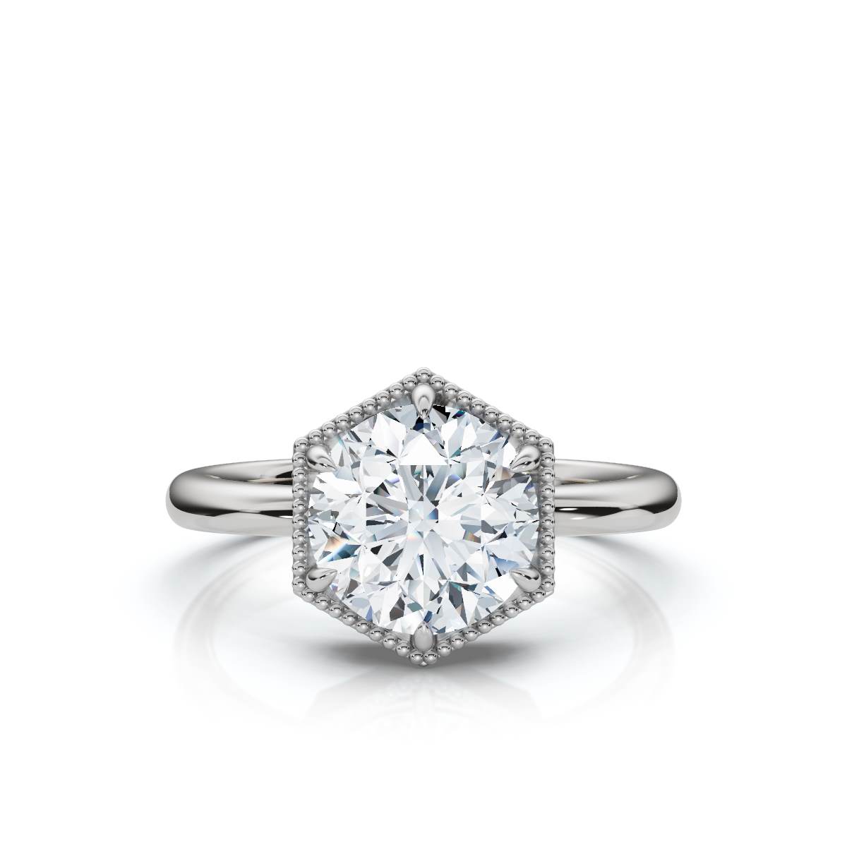 14K White Gold Elixane Solitaire Engagement Ring 