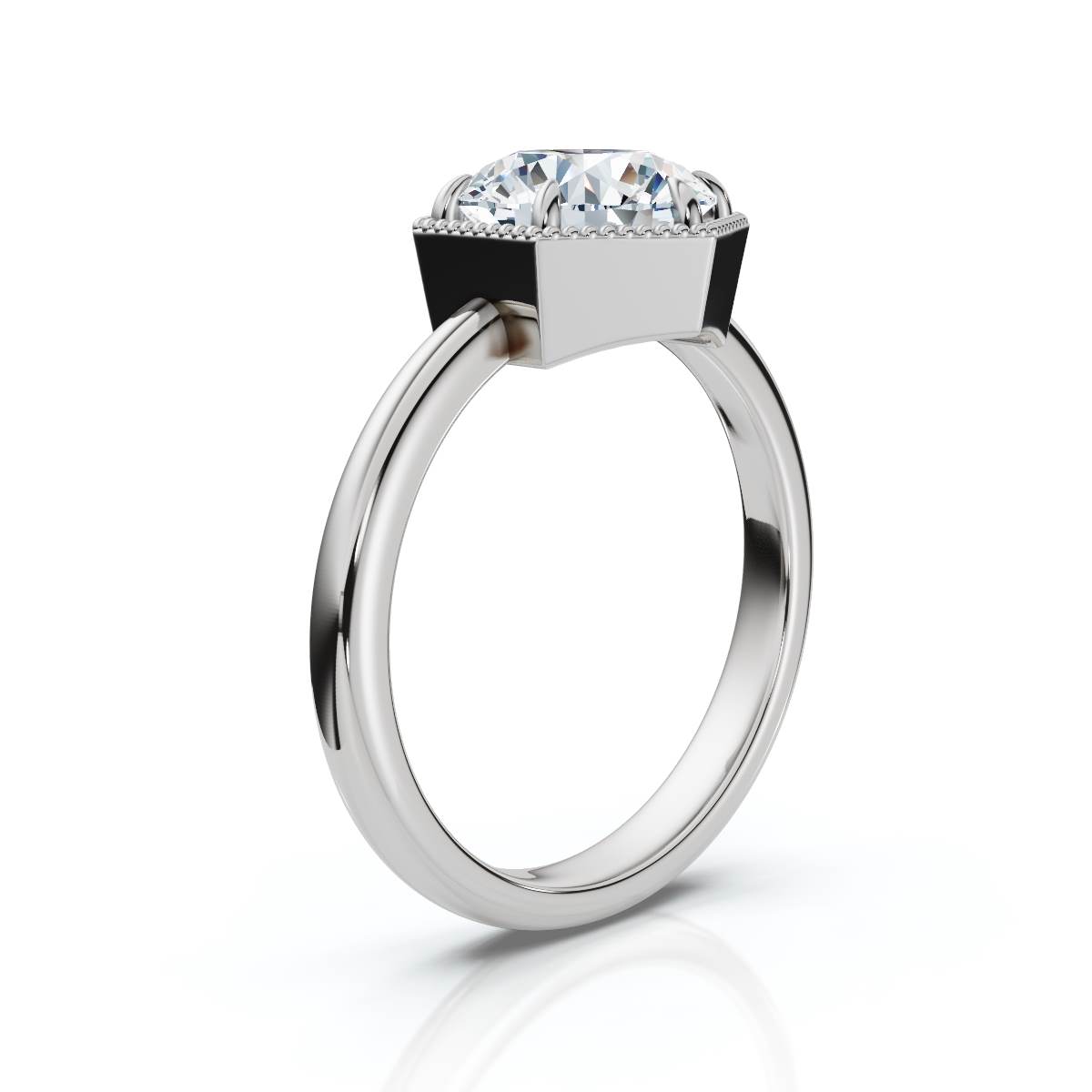 14K White Gold Elixane Solitaire Engagement Ring 