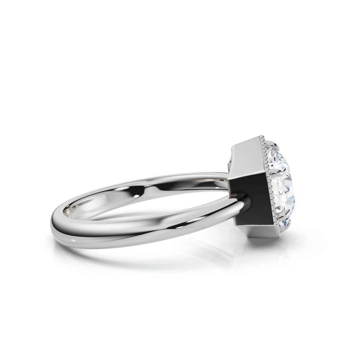 14K White Gold Elixane Solitaire Engagement Ring 