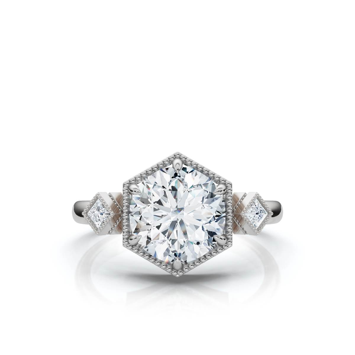14K White Gold Elsinora Accents Lab Grown Diamond Engagement Ring (1/10 ct. tw)