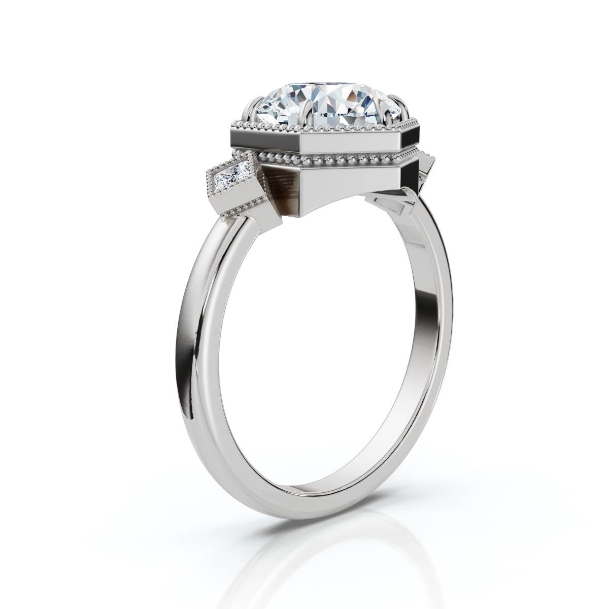 14K White Gold Elsinora Accents Lab Grown Diamond Engagement Ring (1/10 ct. tw)