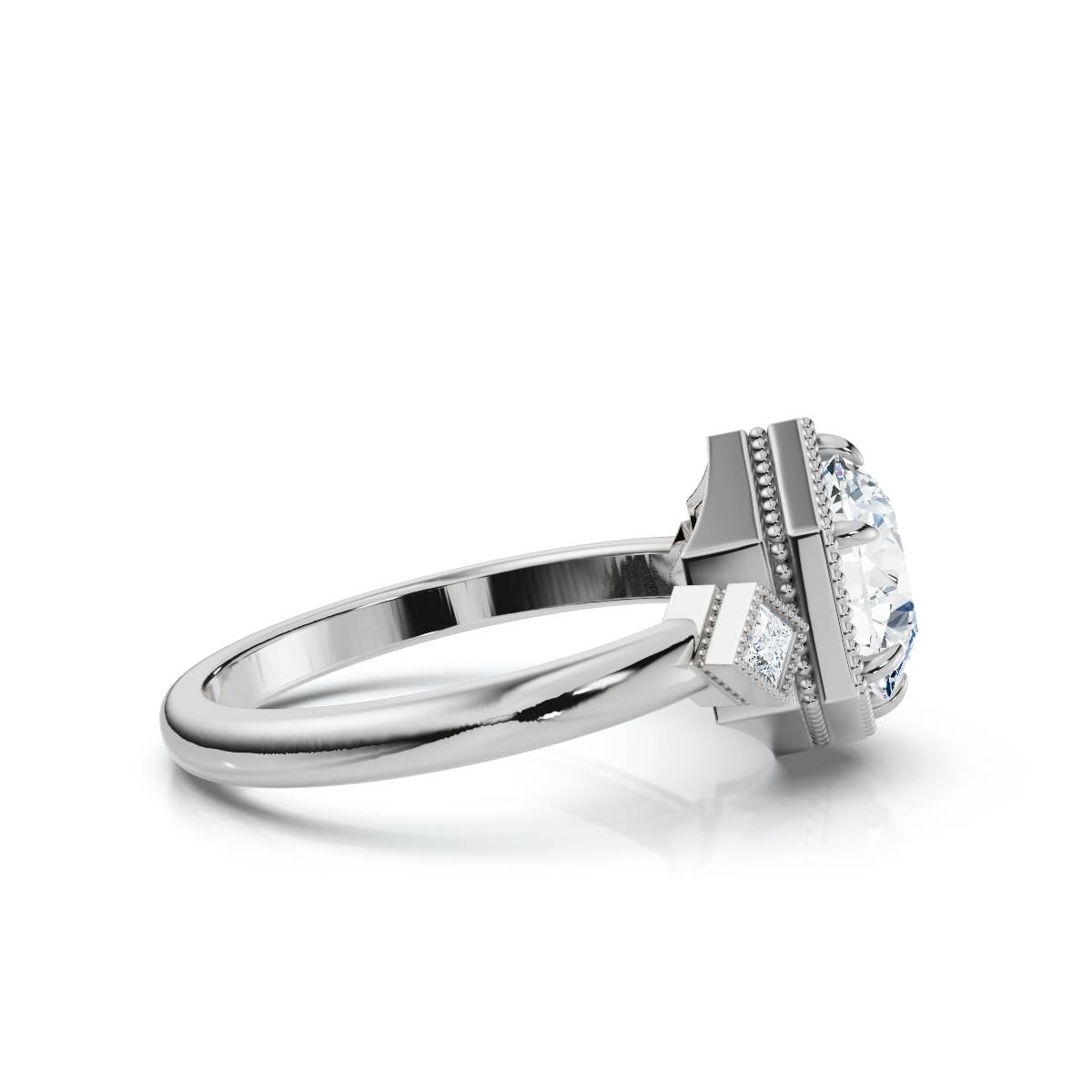 14K White Gold Elsinora Accents Lab Grown Diamond Engagement Ring (1/10 ct. tw)