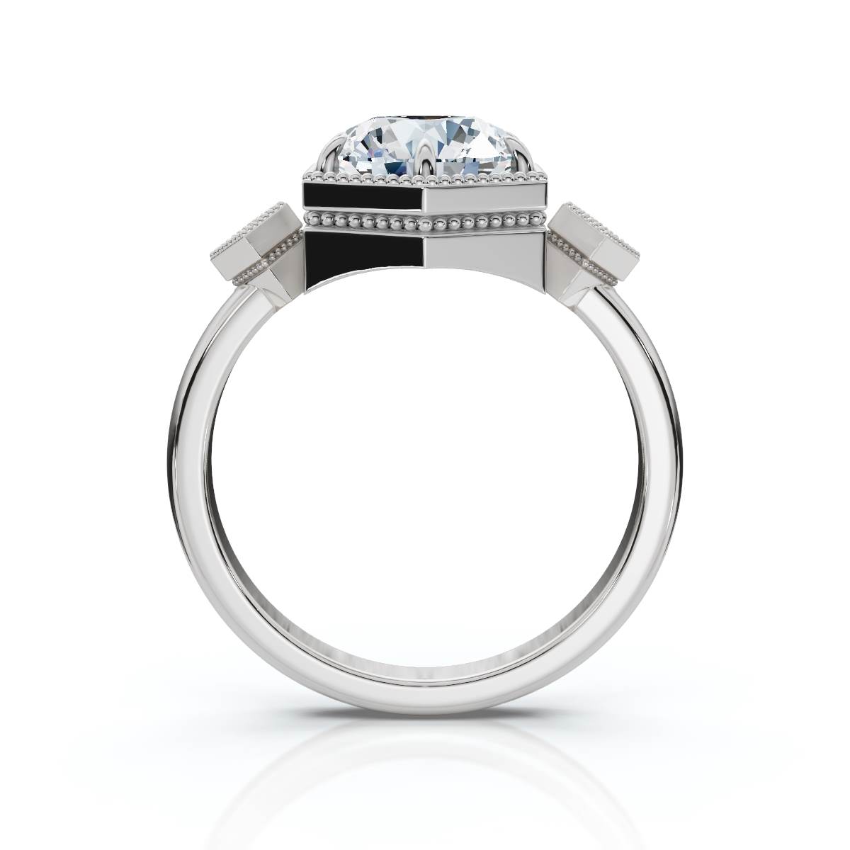 14K White Gold Elsinora Accents Lab Grown Diamond Engagement Ring (1/10 ct. tw)