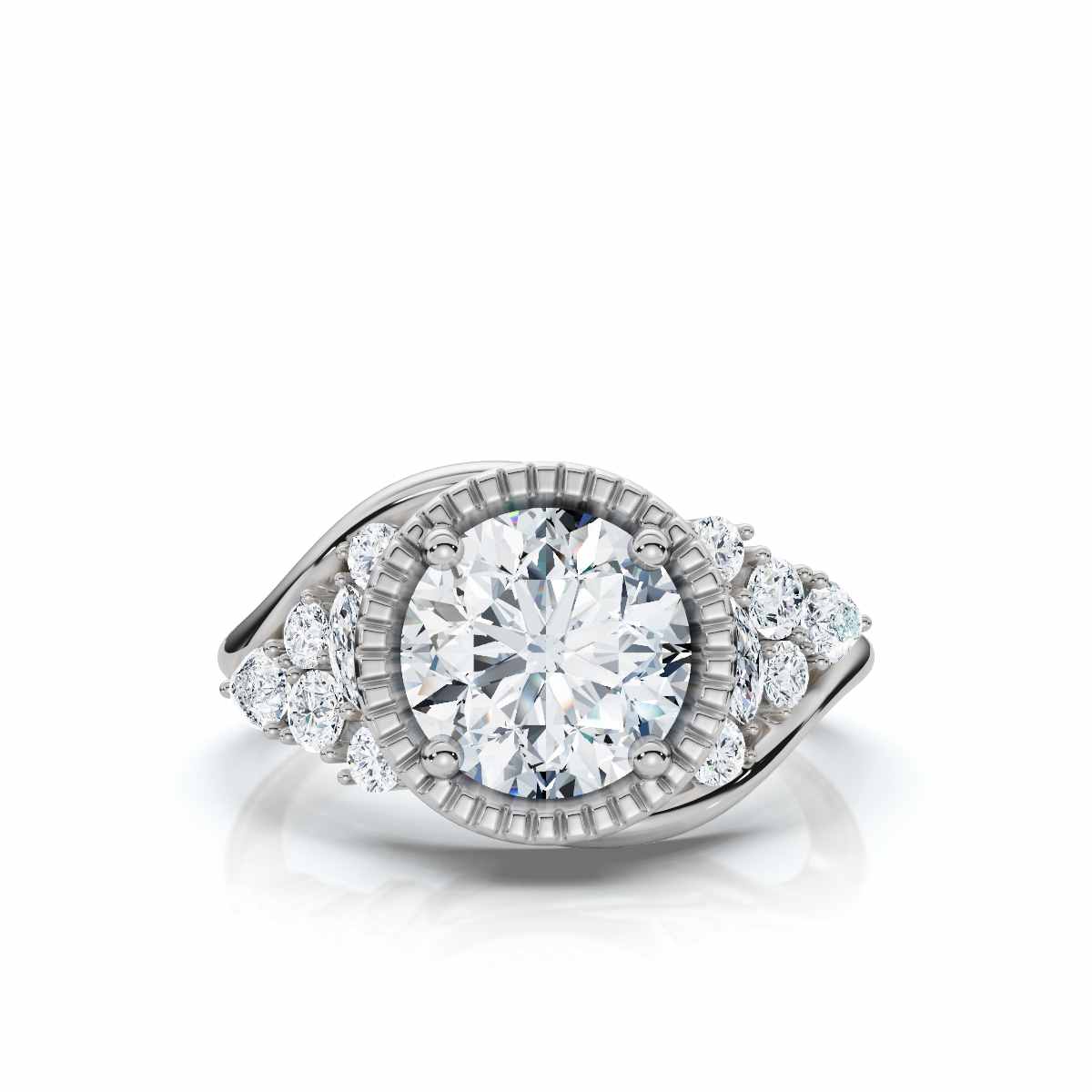 14K White Gold Lume Bar Set Accents Lab Grown Diamond Ring (1/2 ct. tw)