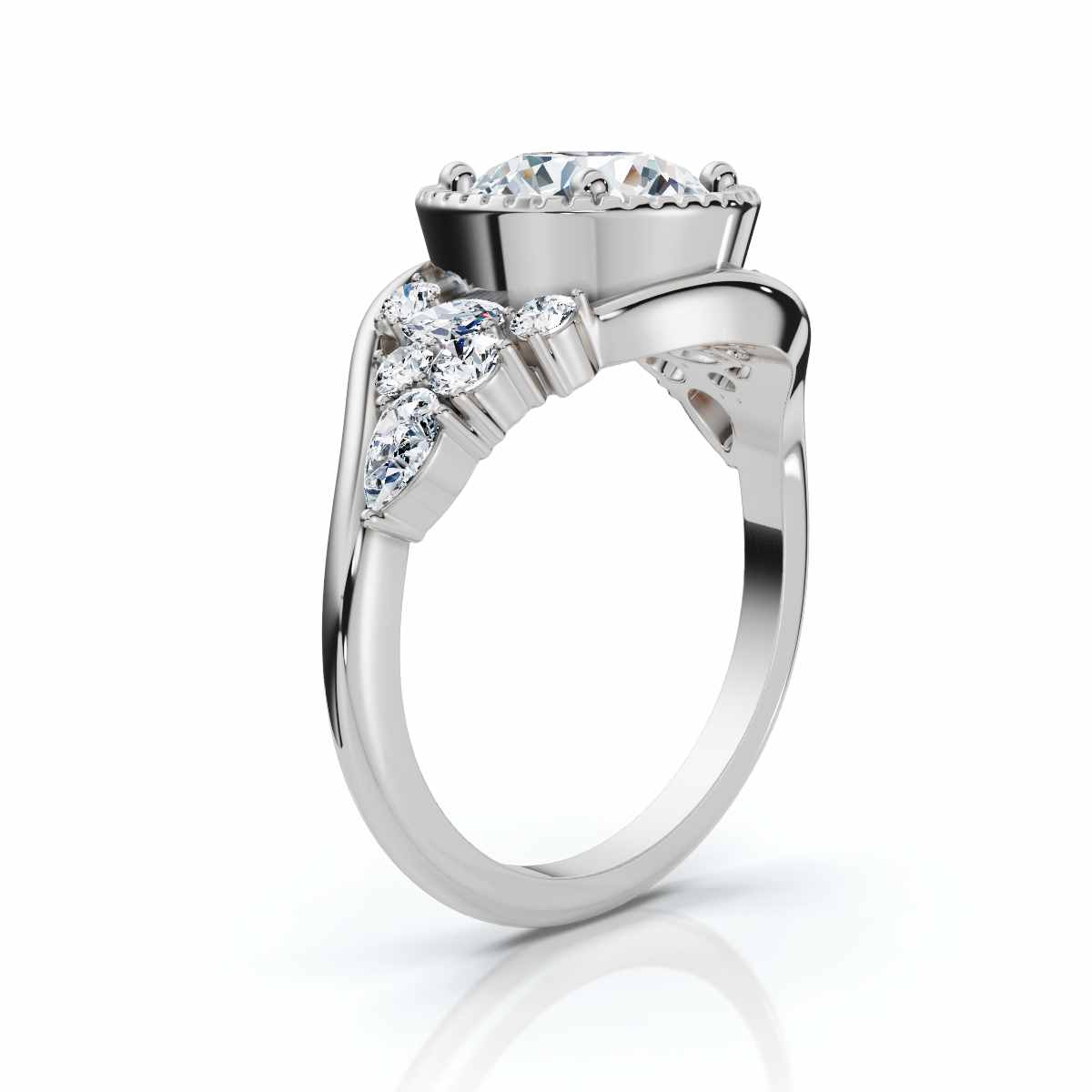 14K White Gold Lume Bar Set Accents Lab Grown Diamond Ring (1/2 ct. tw)