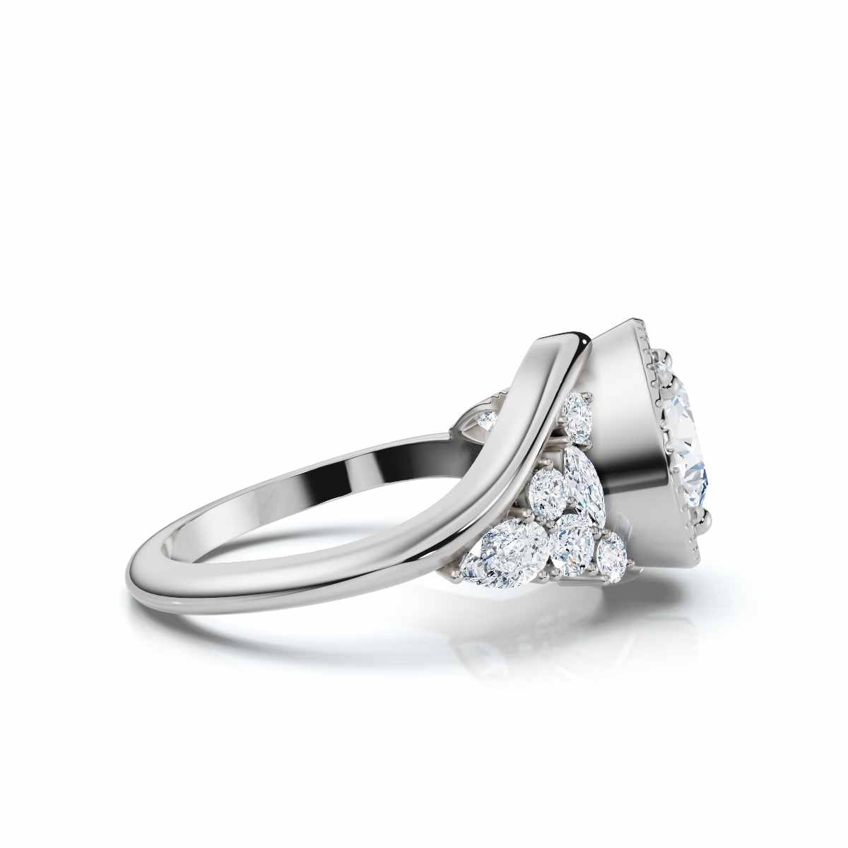 14K White Gold Lume Bar Set Accents Lab Grown Diamond Ring (1/2 ct. tw)