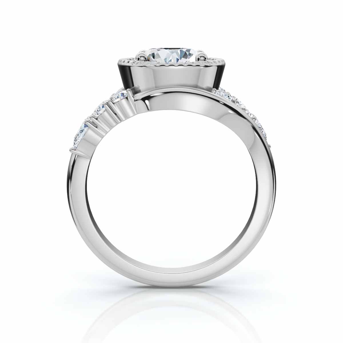 14K White Gold Lume Bar Set Accents Lab Grown Diamond Ring (1/2 ct. tw)
