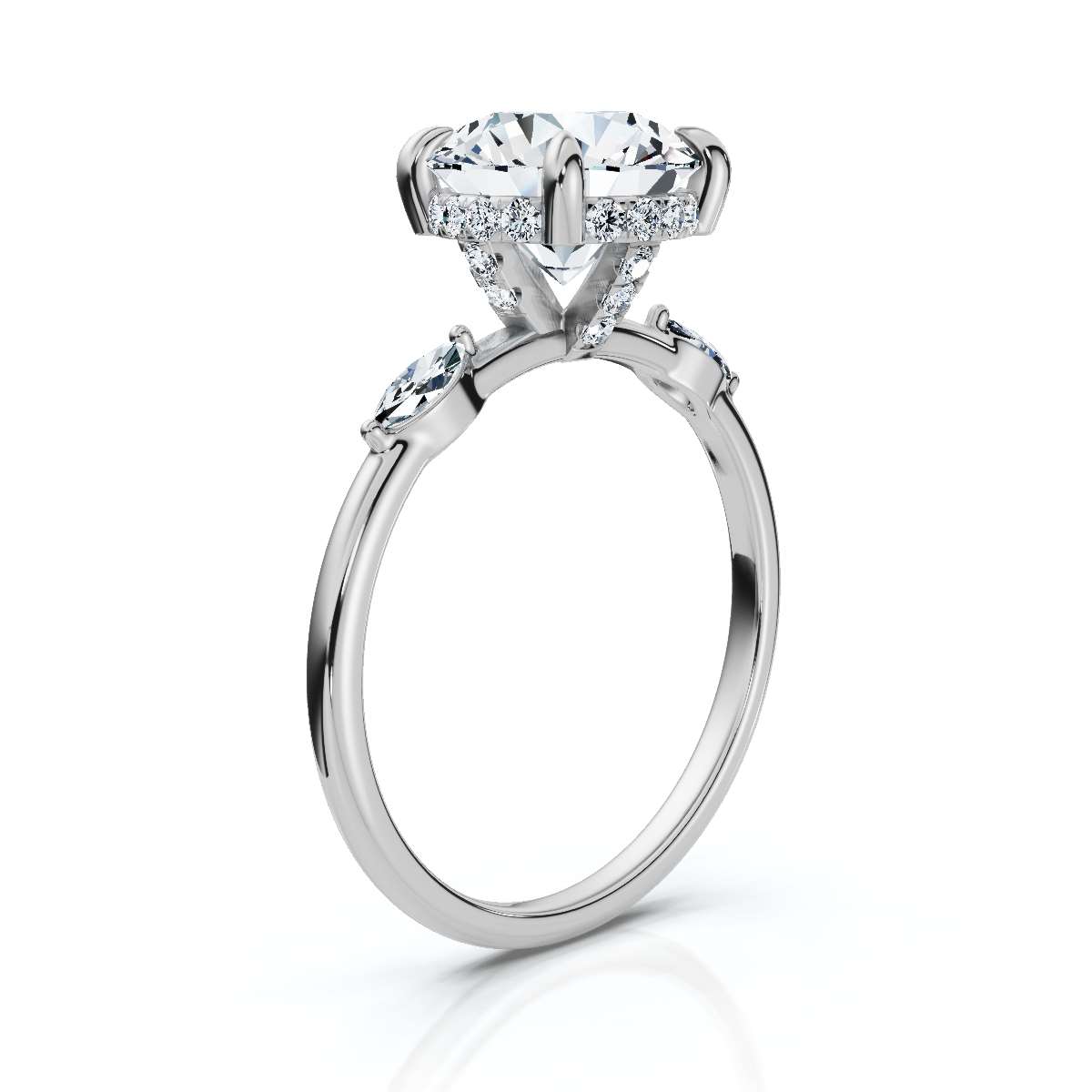 14K White Gold Serenity Hidden Accents Lab Grown Diamond Ring (1/5 ct. tw)