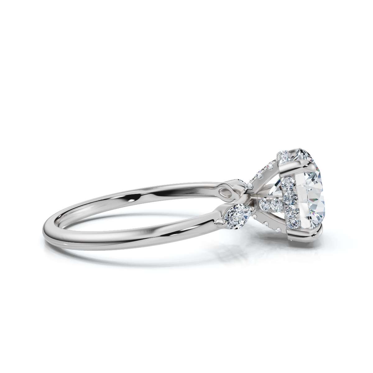 14K White Gold Serenity Hidden Accents Lab Grown Diamond Ring (1/5 ct. tw)
