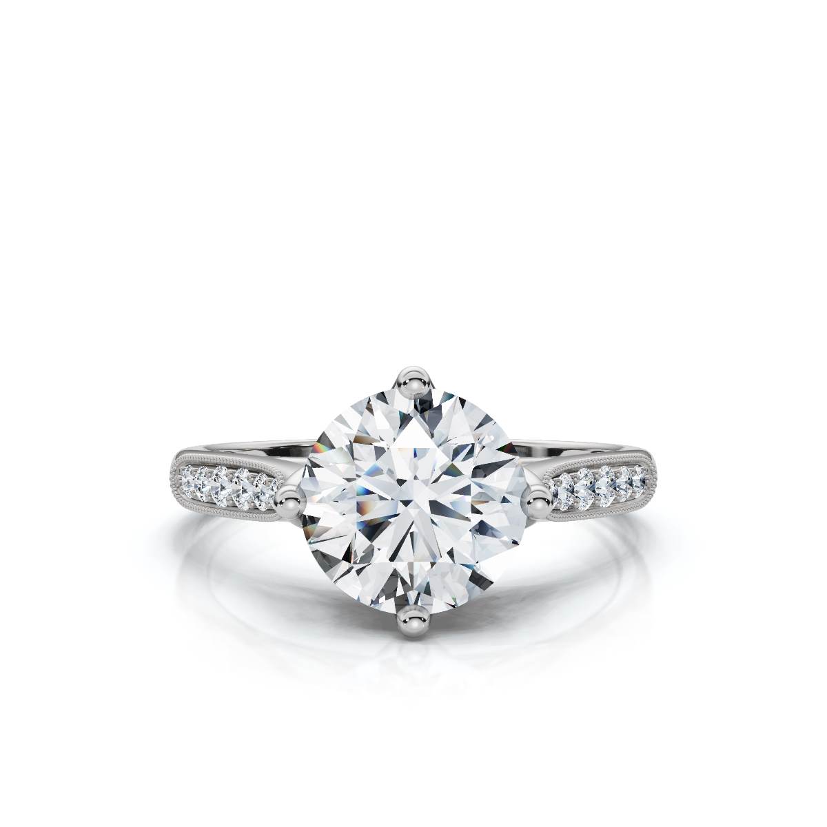 14K White Gold Zoryana Accents Lab Grown Diamond Engagement Ring (1/10 ct. tw)