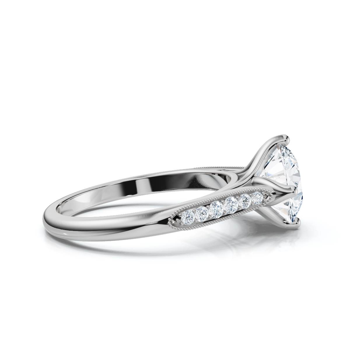 14K White Gold Zoryana Accents Lab Grown Diamond Engagement Ring (1/10 ct. tw)