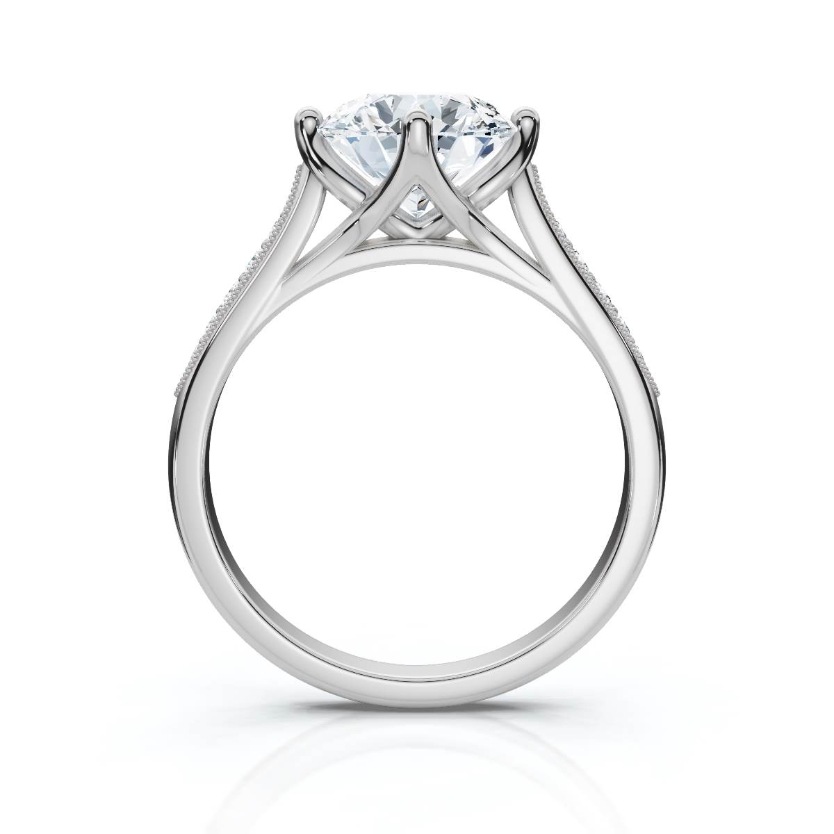 14K White Gold Zoryana Accents Lab Grown Diamond Engagement Ring (1/10 ct. tw)
