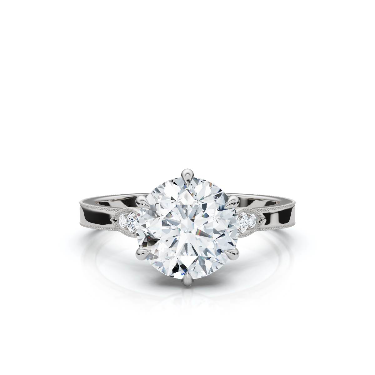 14K White Gold Veyora Accents Lab Grown Diamond Engagement Ring (1/20 ct. tw)