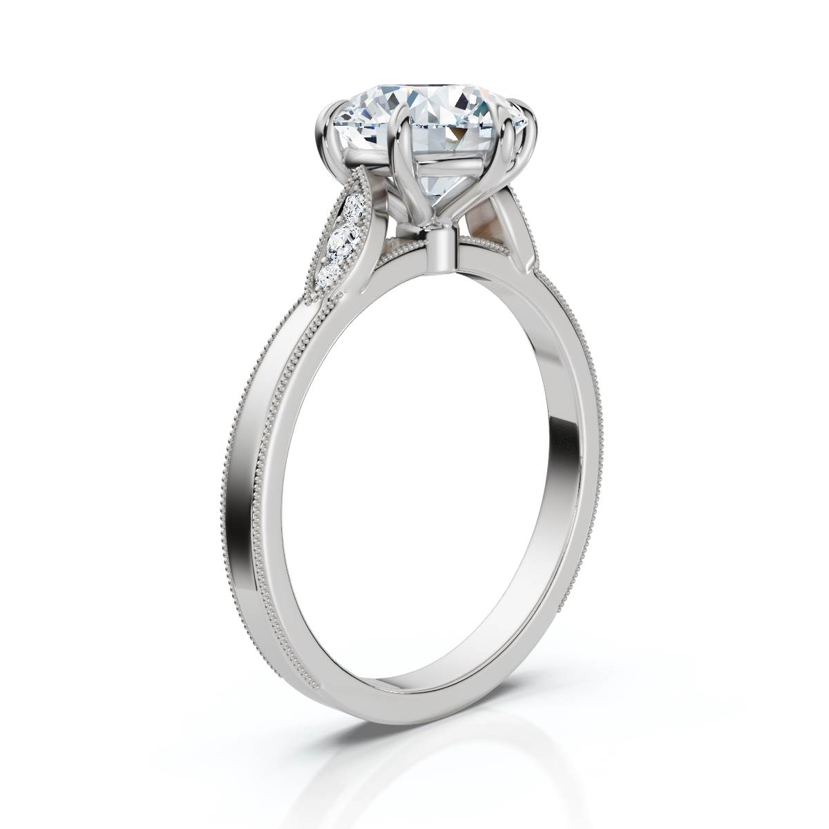 14K White Gold Veyora Accents Lab Grown Diamond Engagement Ring (1/20 ct. tw)