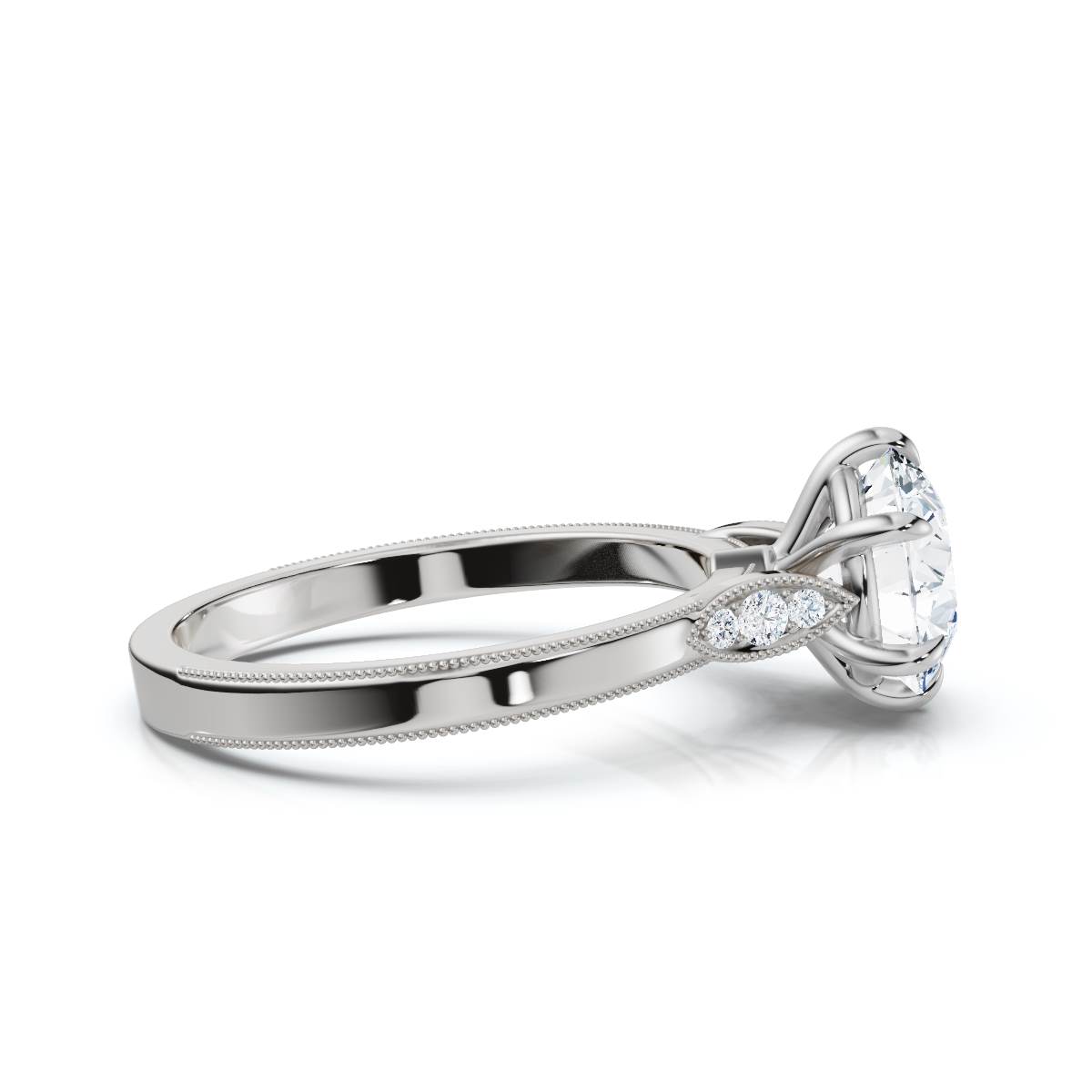 14K White Gold Veyora Accents Lab Grown Diamond Engagement Ring (1/20 ct. tw)