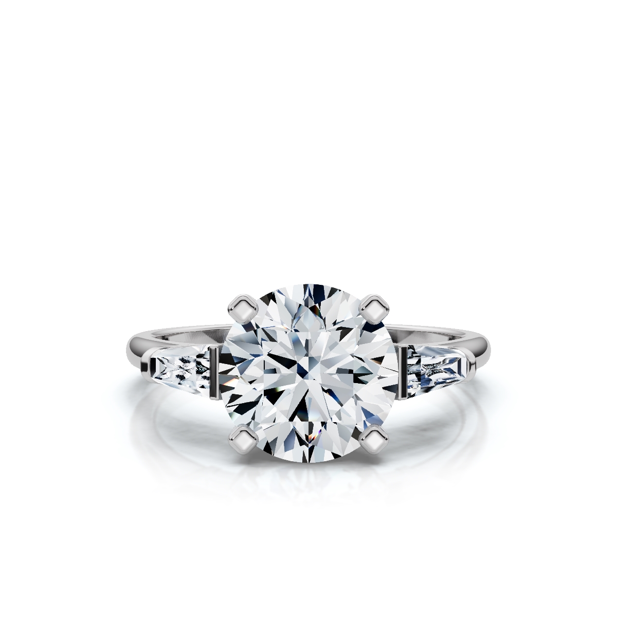 14K White Gold Elaris Three Stone Tapered Baguette Lab Grown Diamond Ring (1/4 ct. tw)