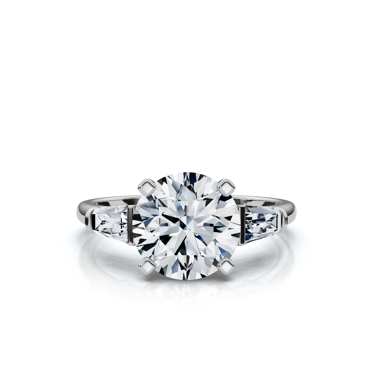 14K White Gold Elaris Three Stone Tapered Baguette Lab Grown Diamond Ring (1/3 ct. tw)