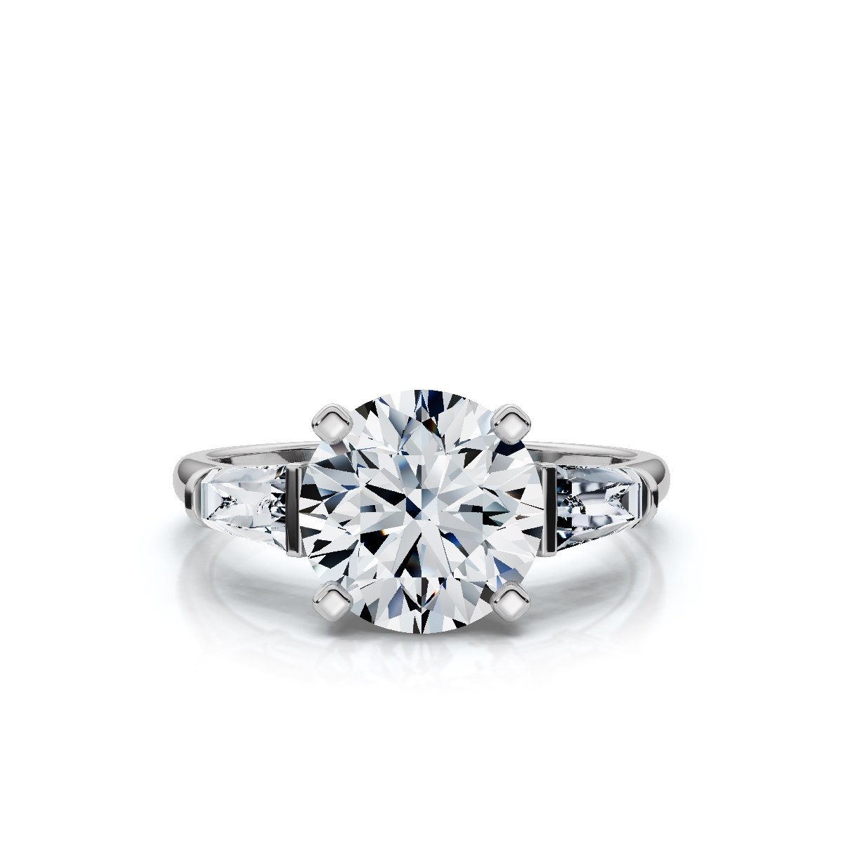 14K White Gold Elaris Three Stone Tapered Baguette Lab Grown Diamond Ring (1/2 ct. tw)