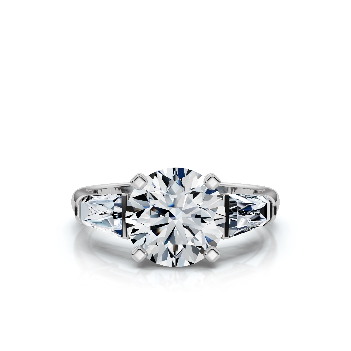 14K White Gold Elaris Three Stone Tapered Baguette Lab Grown Diamond Ring (3/4 ct. tw)
