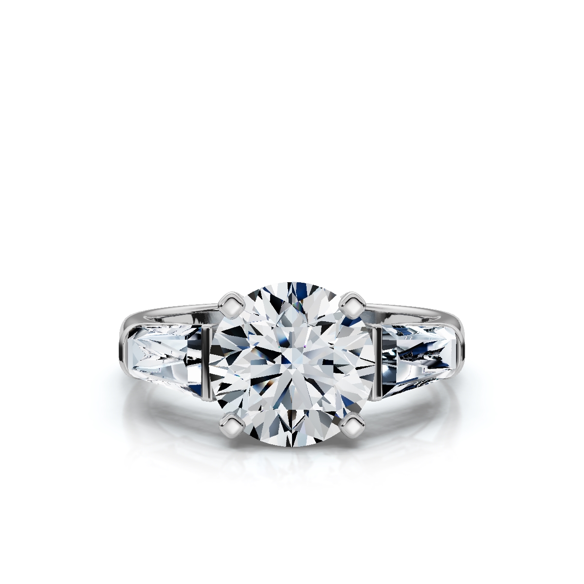 14K White Gold Elaris Three Stone Tapered Baguette Lab Grown Diamond Ring (1.00 ct. tw)
