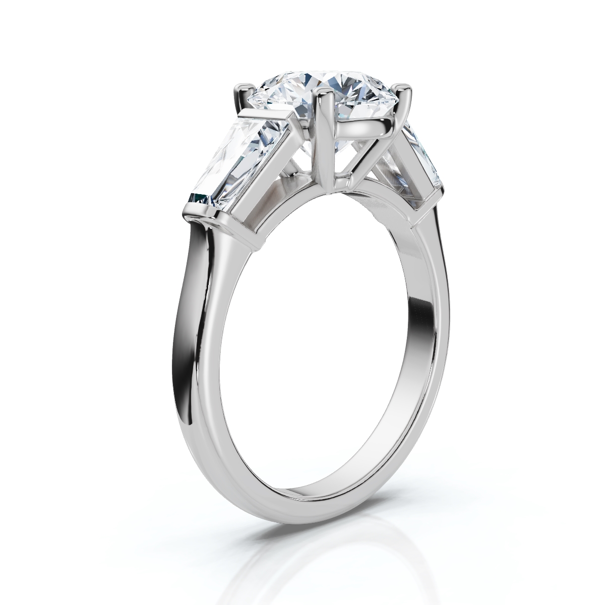 14K White Gold Elaris Three Stone Tapered Baguette Lab Grown Diamond Ring (1.00 ct. tw)