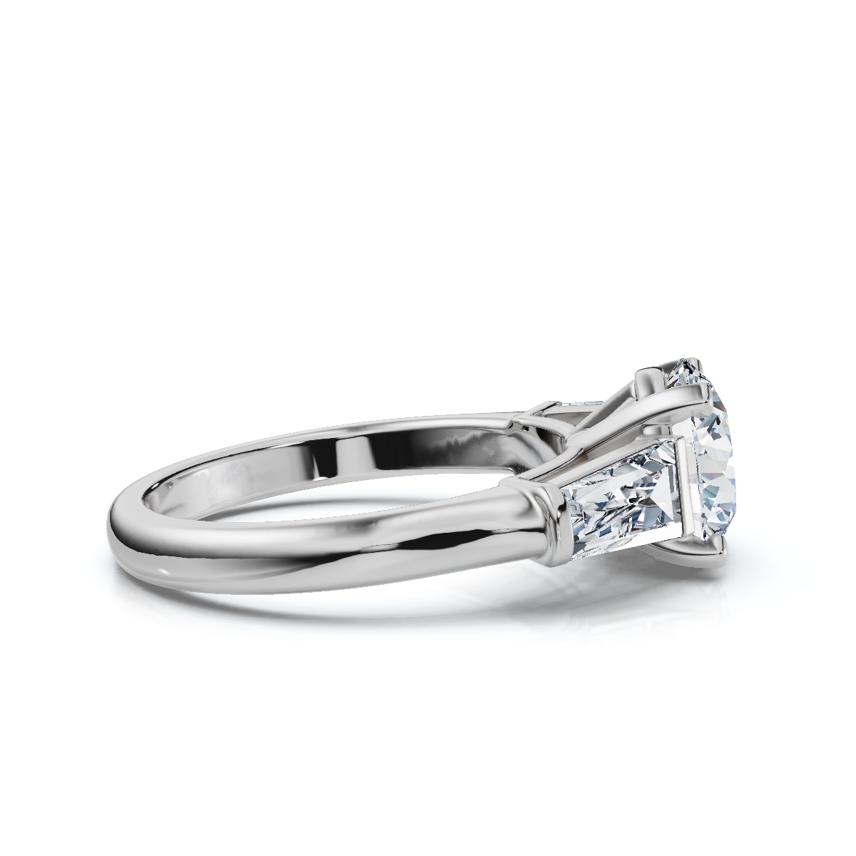 14K White Gold Elaris Three Stone Tapered Baguette Lab Grown Diamond Ring (1.00 ct. tw)