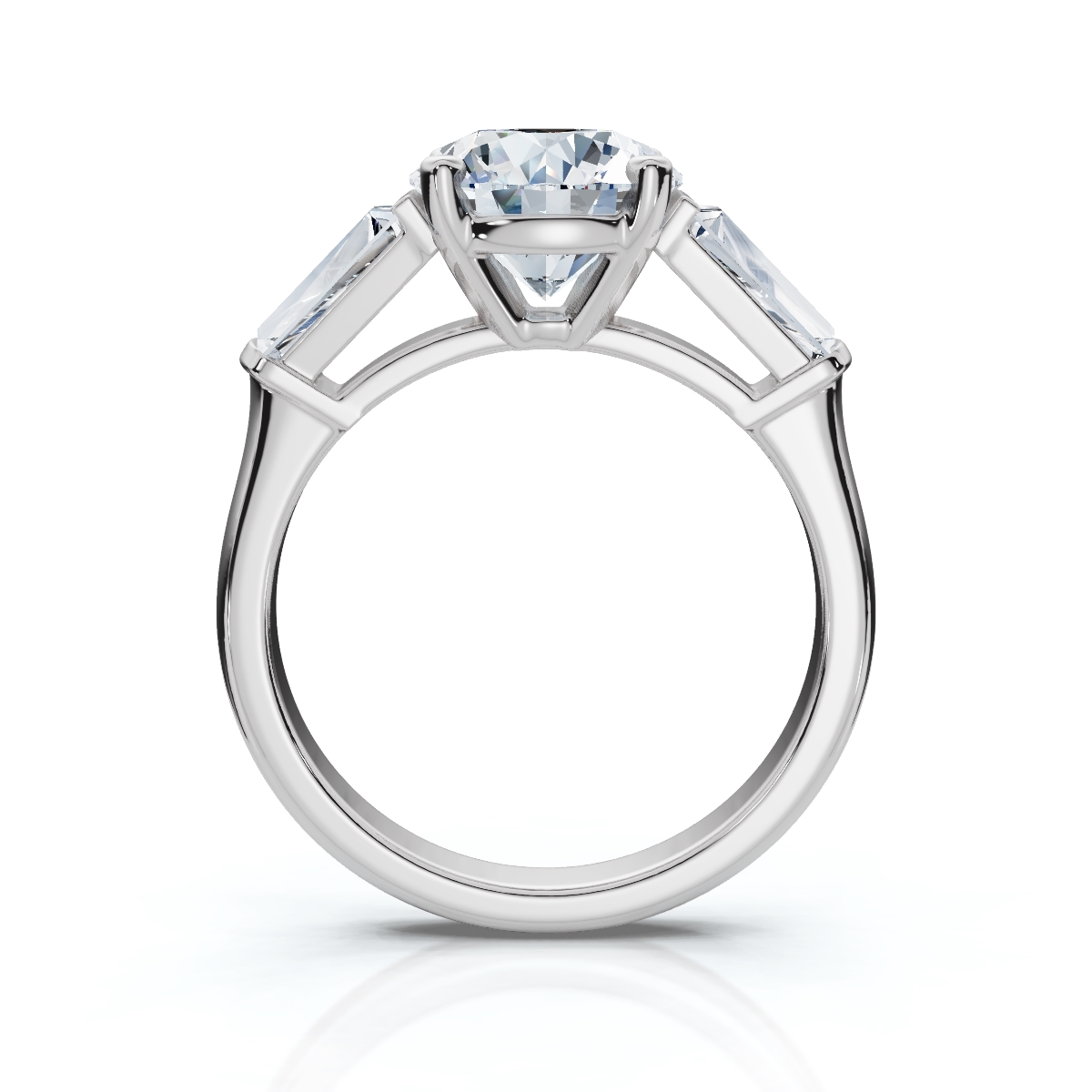 14K White Gold Elaris Three Stone Tapered Baguette Lab Grown Diamond Ring (1.00 ct. tw)