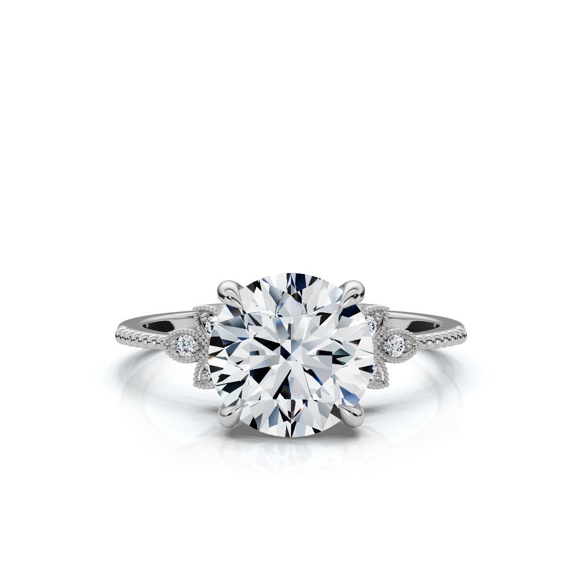 14K White Gold Aurea Accents Lab Grown Diamond Ring (1/20 ct. tw)