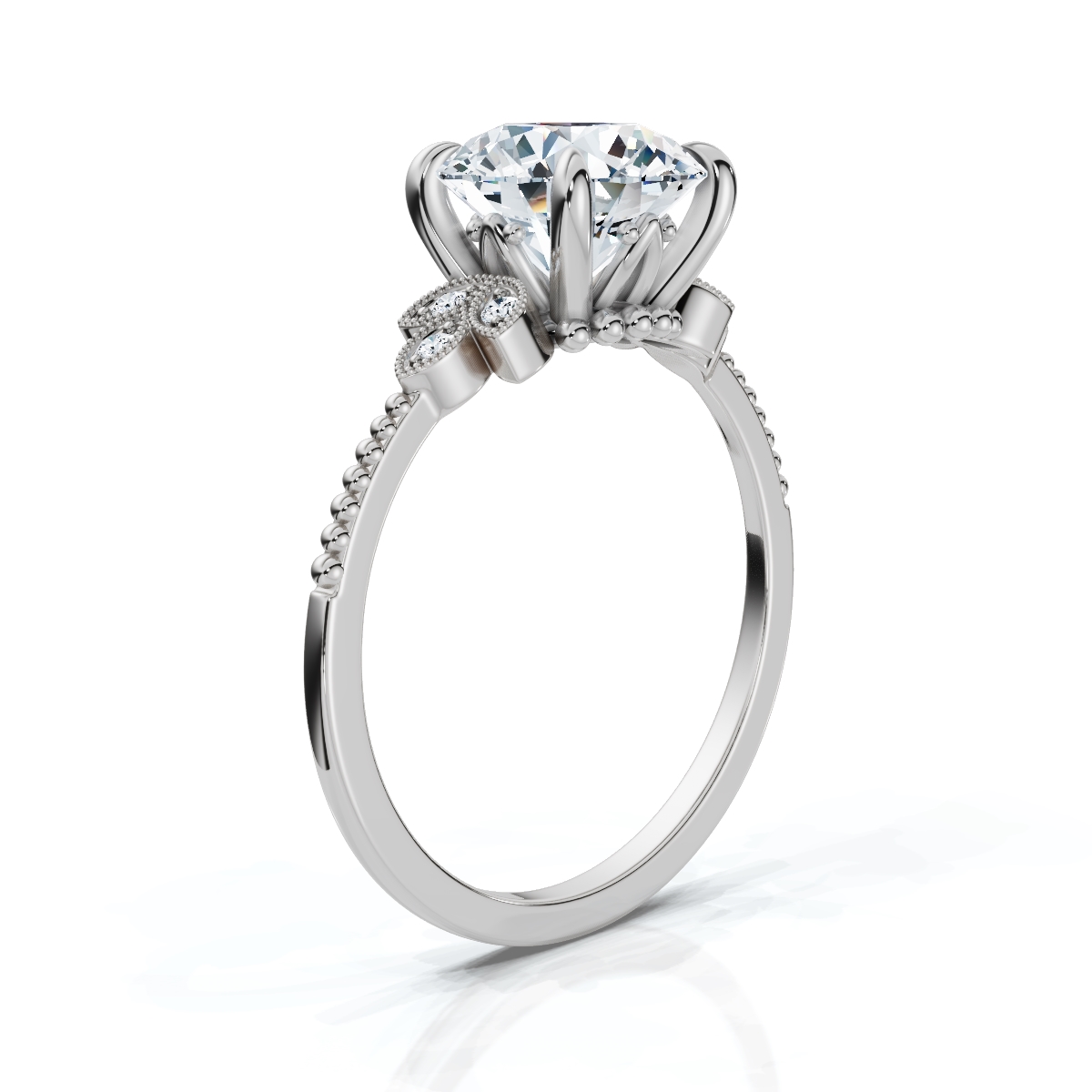 14K White Gold Aurea Accents Lab Grown Diamond Ring (1/20 ct. tw)