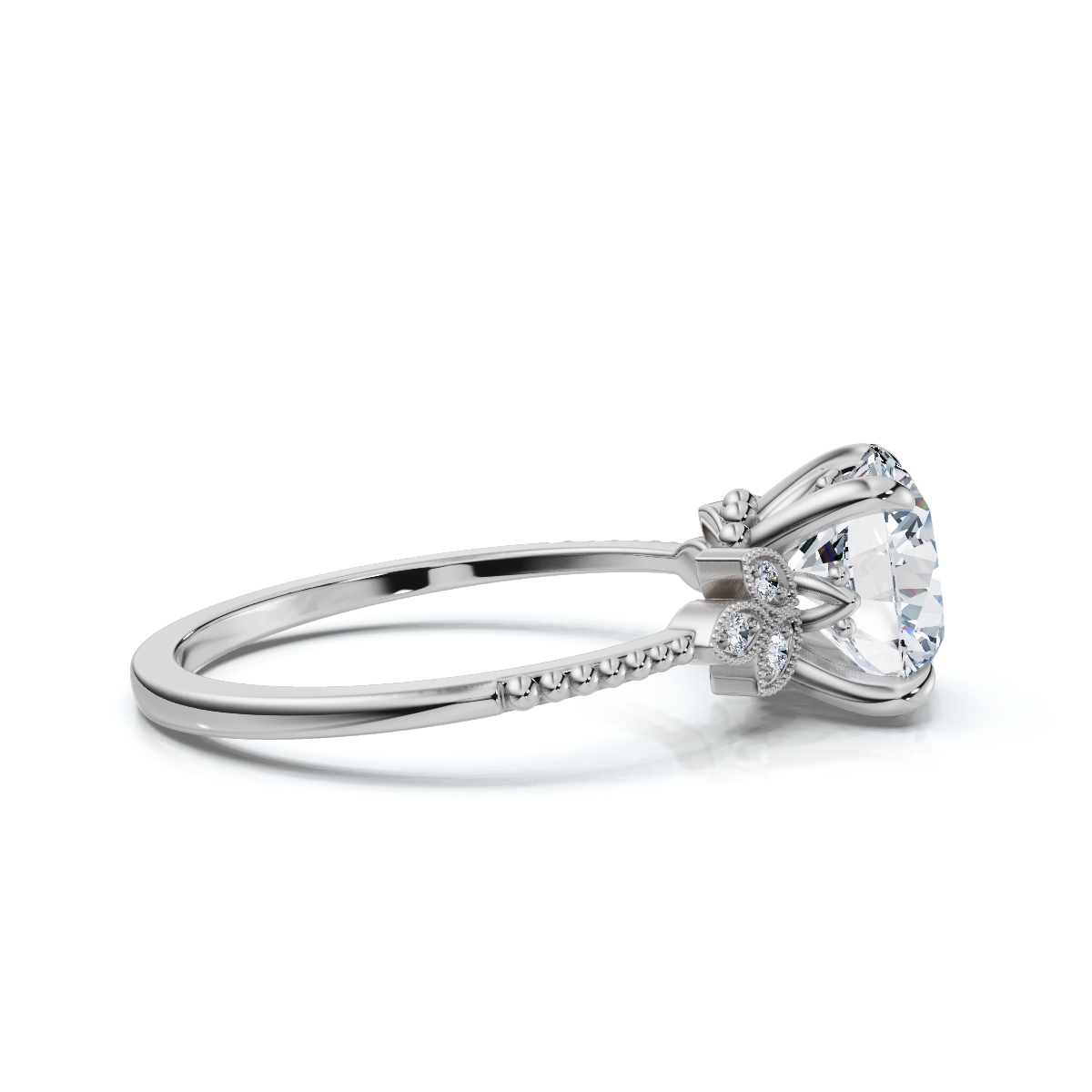 14K White Gold Aurea Accents Lab Grown Diamond Ring (1/20 ct. tw)