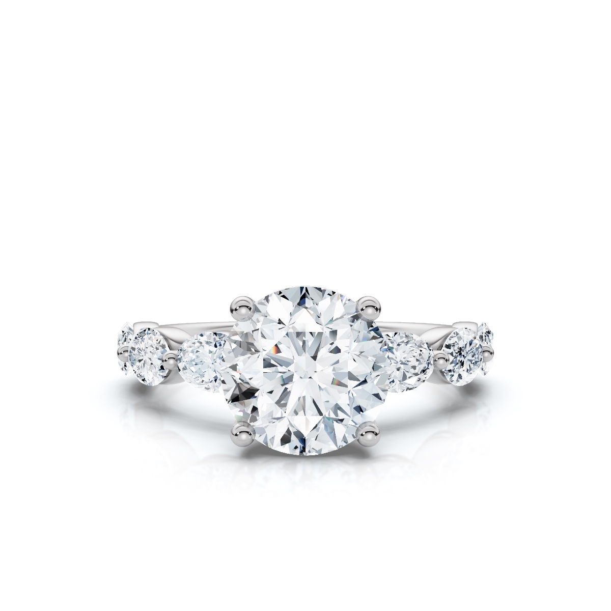 14K White Gold Hattie Oval Accents Lab Grown Diamond Ring (1 ct. tw)