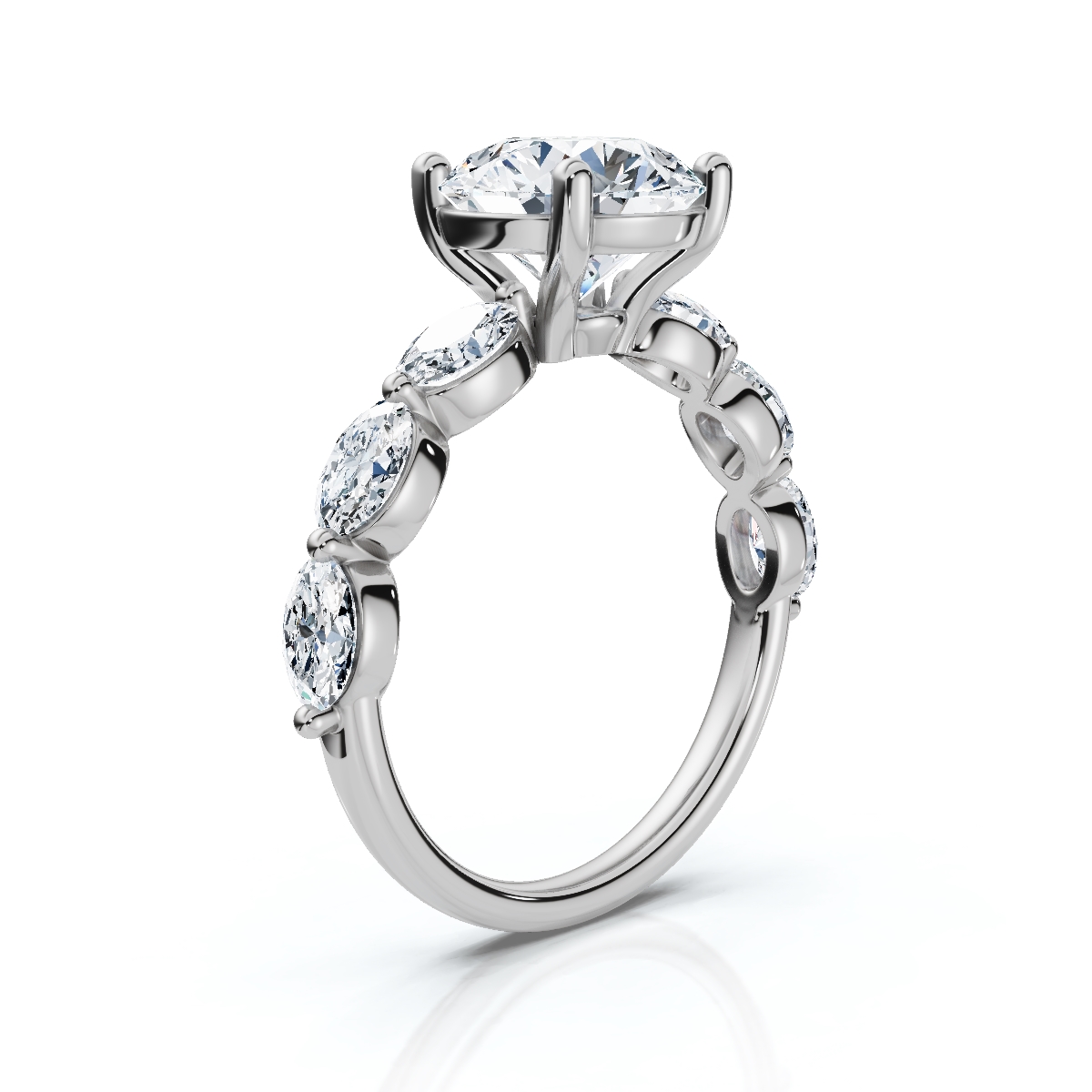 14K White Gold Hattie Oval Accents Lab Grown Diamond Ring (1 ct. tw)