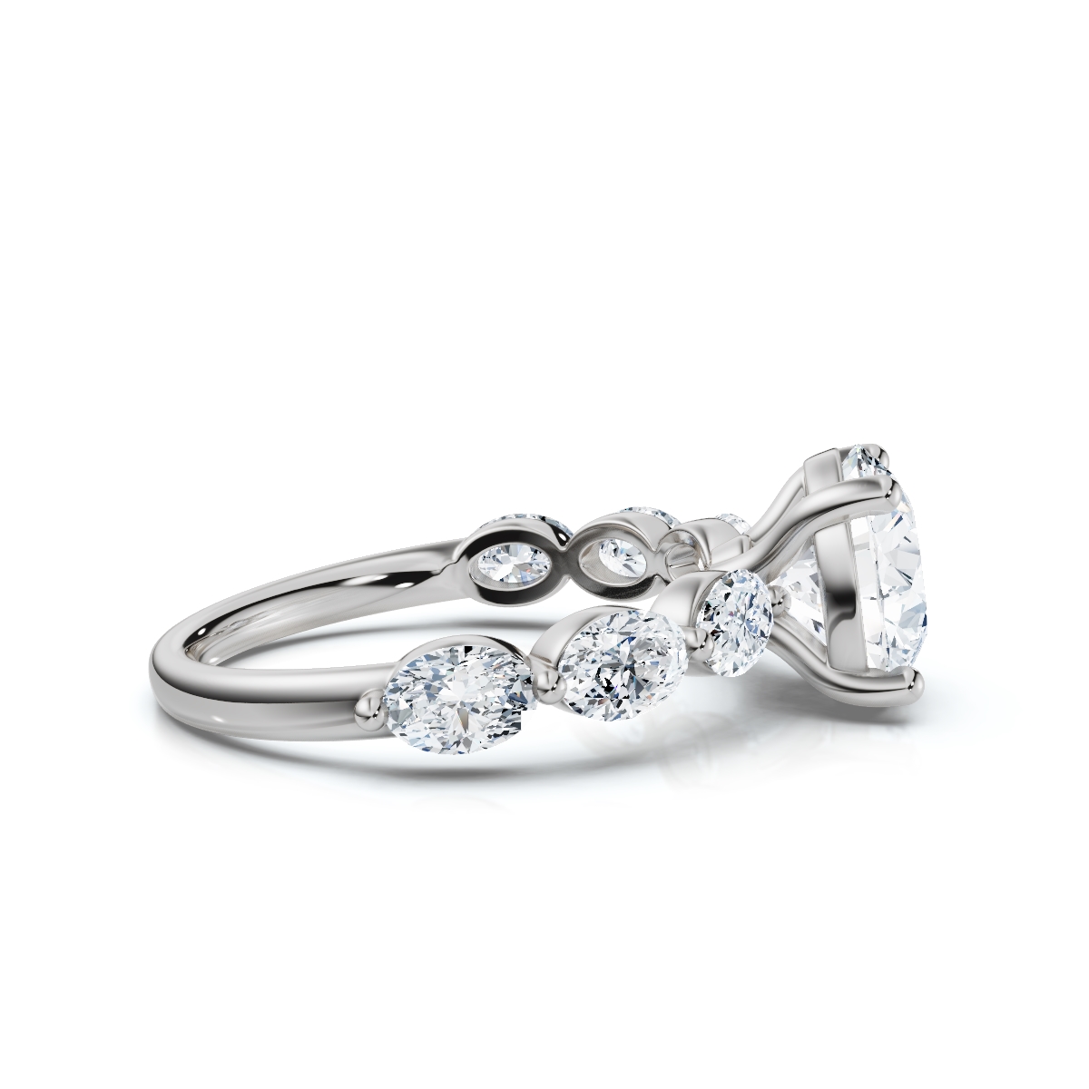 14K White Gold Hattie Oval Accents Lab Grown Diamond Ring (1 ct. tw)