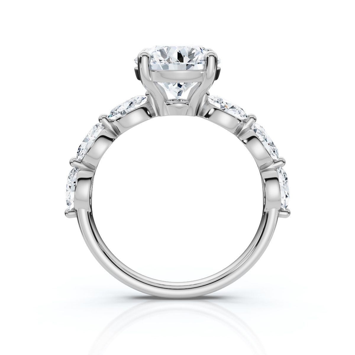 14K White Gold Hattie Oval Accents Lab Grown Diamond Ring (1 ct. tw)