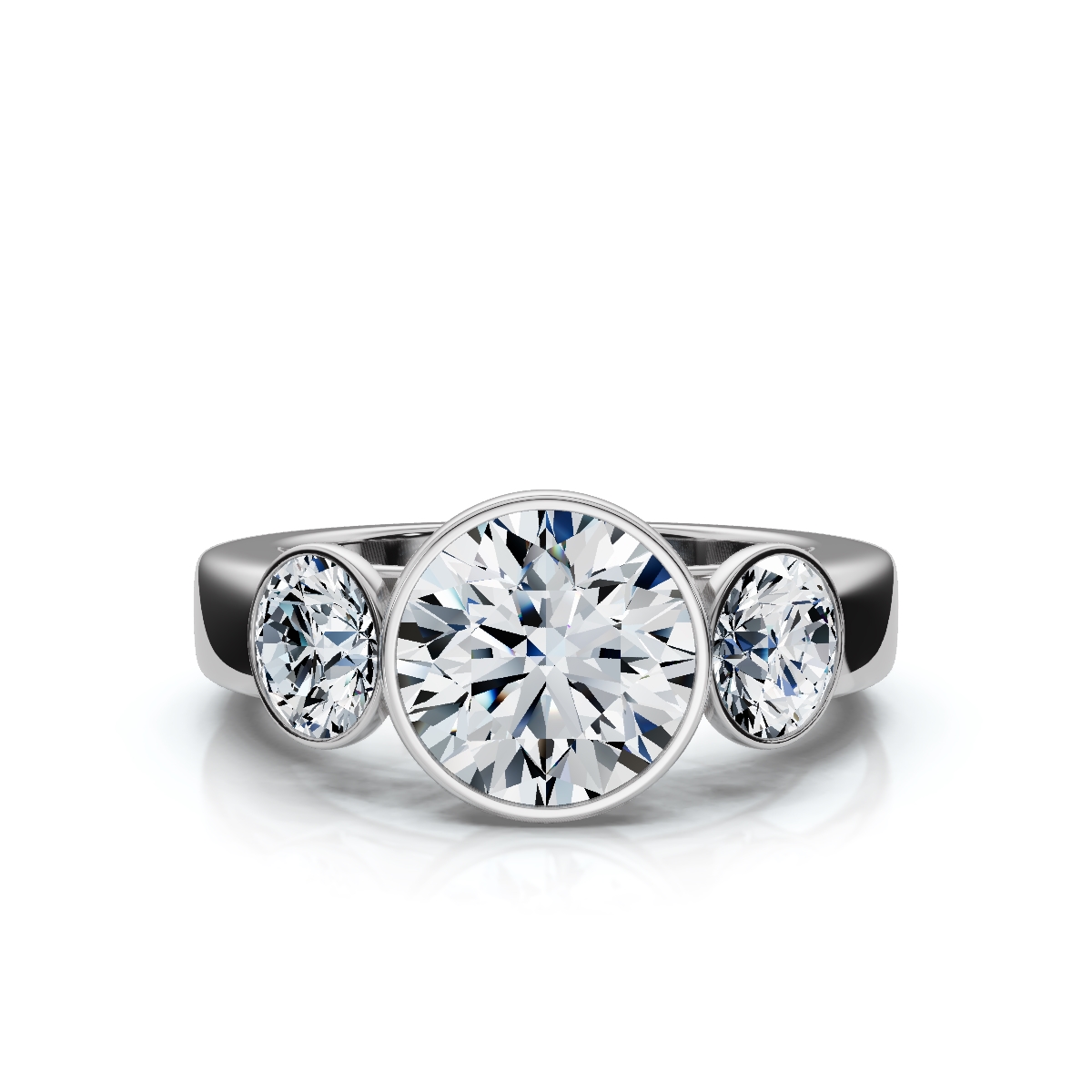 14K White Gold Nidia Three Stone Round Lab Grown Diamond Ring (1.00 ct. tw)