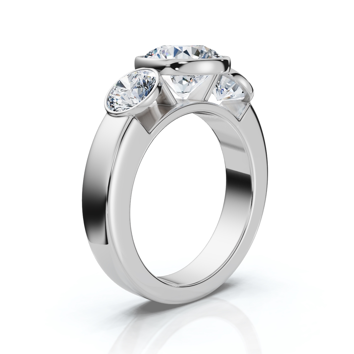 14K White Gold Nidia Three Stone Round Lab Grown Diamond Ring (1.00 ct. tw)
