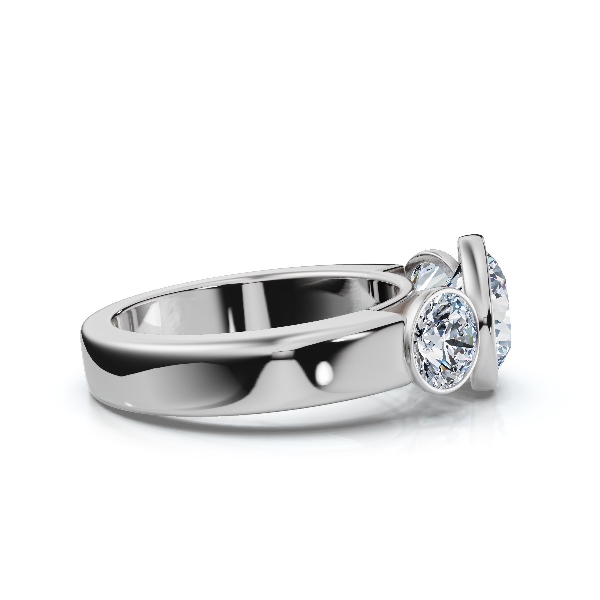 14K White Gold Nidia Three Stone Round Lab Grown Diamond Ring (1.00 ct. tw)