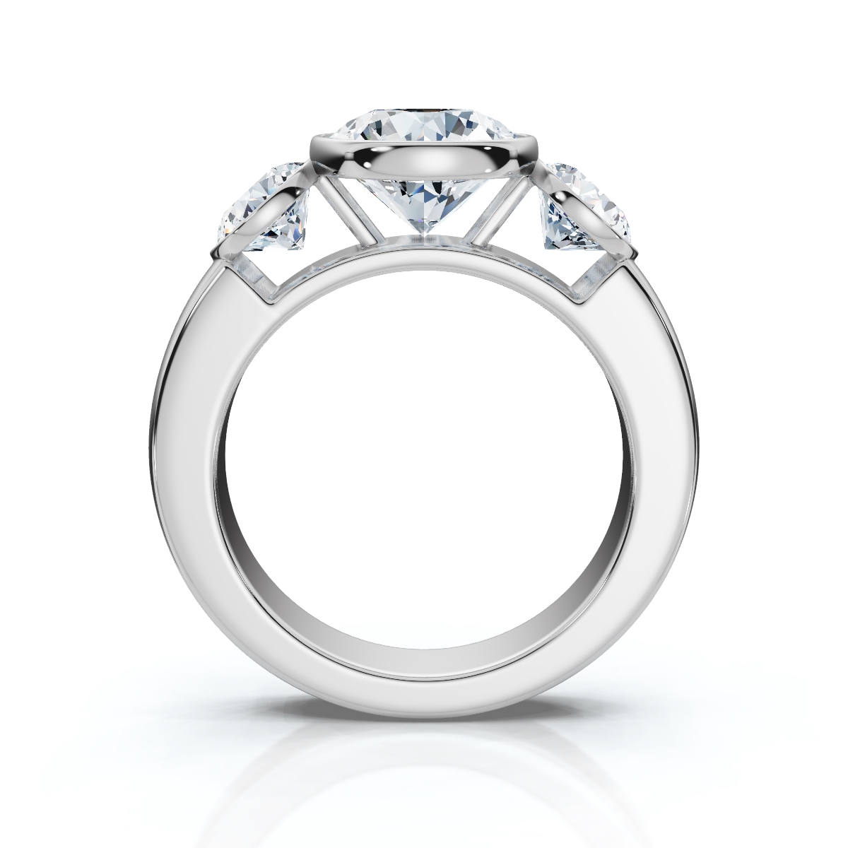 14K White Gold Nidia Three Stone Round Lab Grown Diamond Ring (1.00 ct. tw)