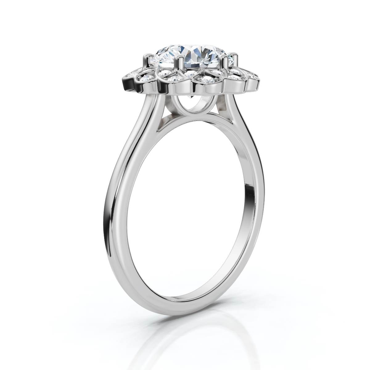 14K White Gold Eldora Halo Lab Grown Diamond Ring (1/6 ct. tw)