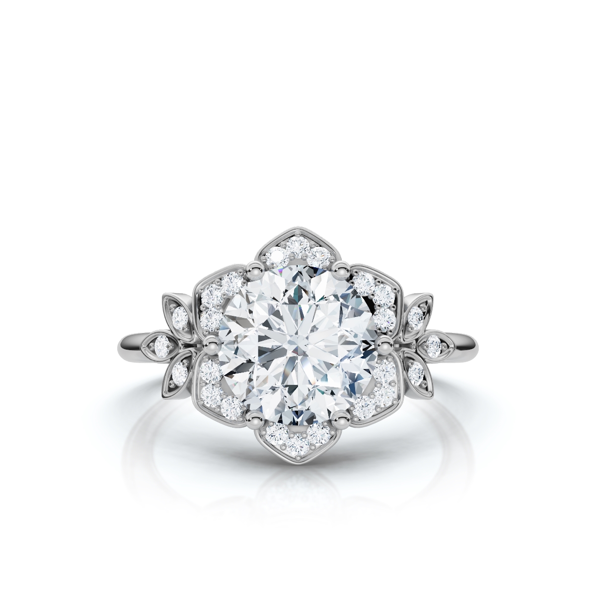 14K White Gold Seraphine Accents Lab Grown Diamond Ring (1/10 ct. tw)