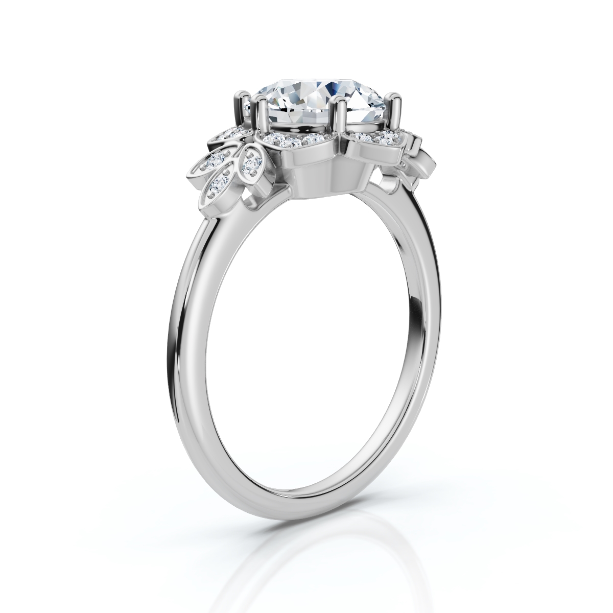 14K White Gold Seraphine Accents Lab Grown Diamond Ring (1/10 ct. tw)