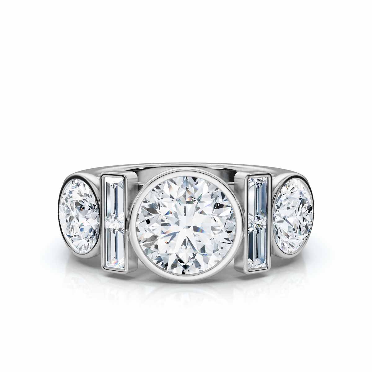 14K White Gold Quintessa Accents Lab Grown Diamond Ring (3 ct. tw)