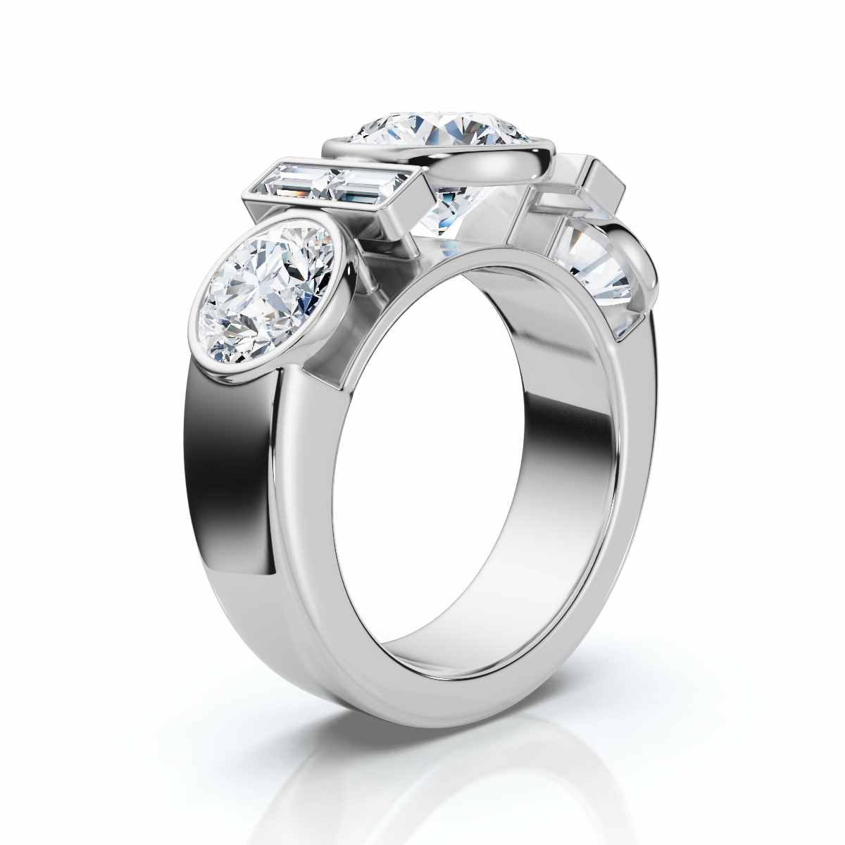 14K White Gold Quintessa Accents Lab Grown Diamond Ring (3 ct. tw)