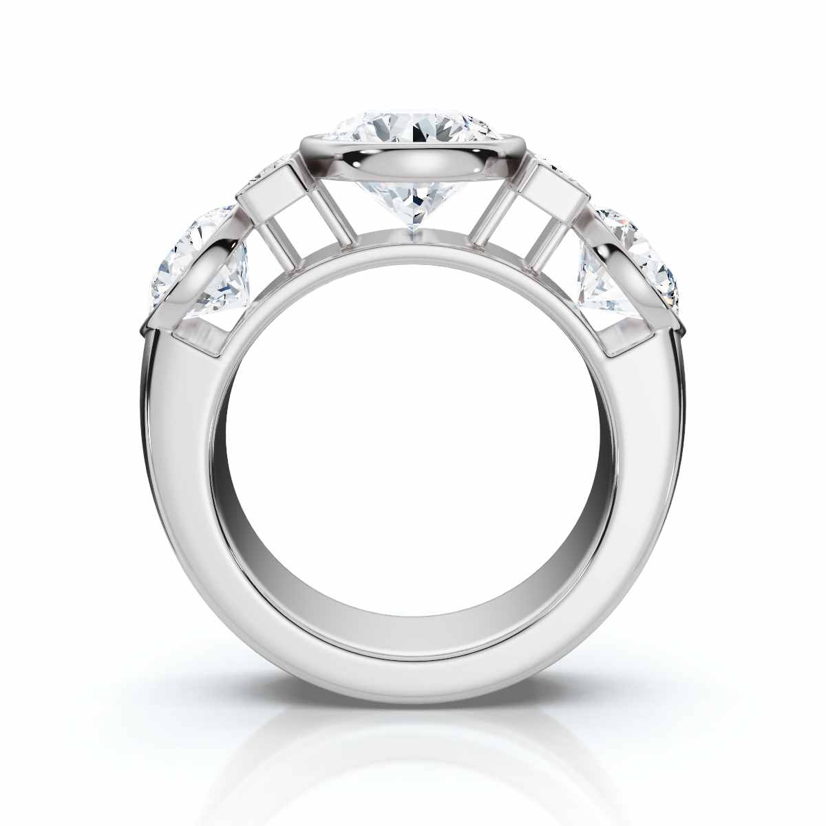 14K White Gold Quintessa Accents Lab Grown Diamond Ring (3 ct. tw)